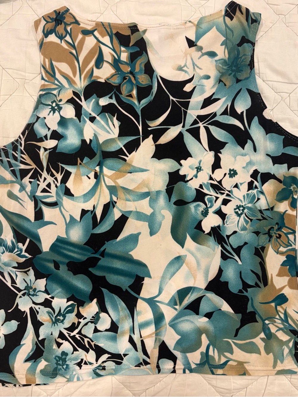 Gloria Vanderbilt Teal Black Floral Tank - Picture 2 of 5